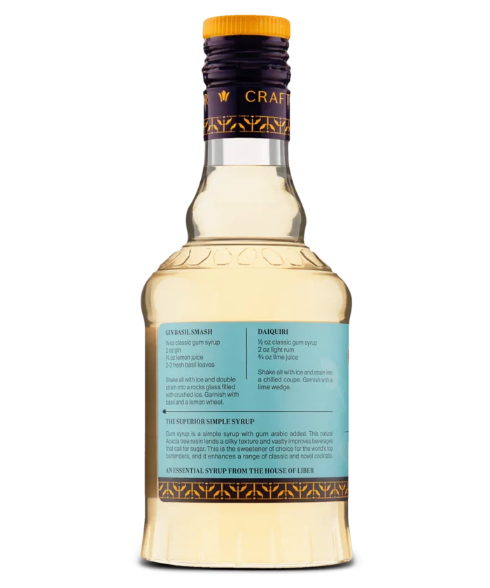 Close-up of liquor bottle's rear label displaying product information.