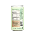 Back of Little Saints can showing supplement facts, QR code, and product description on a green background.