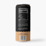 Back of Sail Away Nitro Horchata can featuring nutrition facts, ingredients, and barcode on a black and beige design.