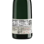 Back label of sparkling wine bottle showing detailed nutritional information and certifications.