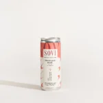 Sovi Sparkling Rosé can with minimalist design on a plain white background, emphasizing elegance.